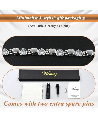 Vicmag Magnetic Bracelet for Women - Titanium Steel Brazaletes | Adjustable with Removal Tool | Silver Love Heart Design | Gift Box Included - Buy Online on GoSupps.com