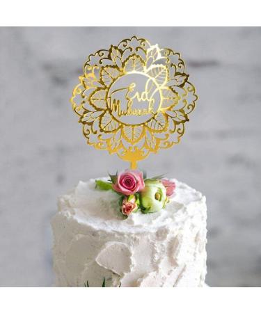 Eid Mubarak Cake Toppers Golden Acrylic Moon Cake Topper for Islamic Muslim Festival Kareem Ramadan Cupcake Decorations Supplies - Buy Online on GoSupps.com