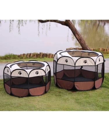 BODISEINT Portable Pet Playpen - Foldable Exercise Pen for Dogs, Cats, and Small Pets - Indoor/Outdoor Kennel for Travel and Camping - Medium Coffee/Beige - Buy Online on GoSupps.com