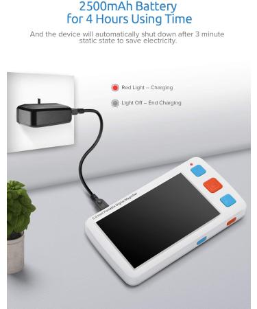 Eyoyo Portable Digital Magnifier Electronic Reading Aid 5.0 inch w/Foldable Handle for Low Vision Color Blindness 4X-32X Times Zoom 17 Color Modes 5 Levels for Brightness 5 inch 4X-32X - Buy Online on GoSupps.com