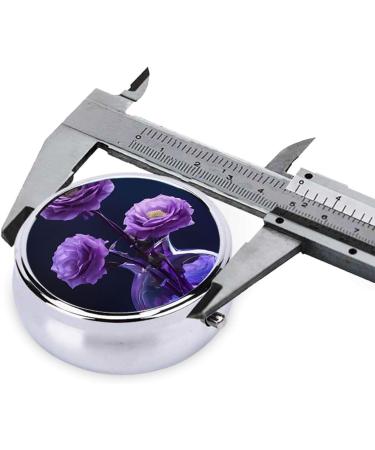 Purple Beauty Butterfly Round Pill Box 3 Compartment Portable Travel Medicine Organizer Mini Decorative Pocket Pill Case for Vitamins & Tablets Black - Buy Online on GoSupps.com