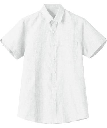 Men's White Linen Shirt - Revers Collar Short-Sleeved Loose Fit Henley Style with Pocket - Ideal Business & Casual Wear - Buy Online on GoSupps.com