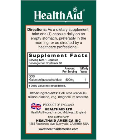 HealthAid GOSPrebio Prebiotic Fiber Once Daily 30ct Helps Proliferation of Beneficial Bacteria in The Gut Galactooligosaccharides - Buy Online on GoSupps.com