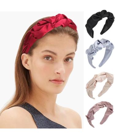 Women's Chiffon Pleated Headband Wide Hair Band Vintage Headband Hair Accessories Non-Slip Headbands Headwear Headbands for Women Girls Daily Wear Yellow - Buy Online on GoSupps.com