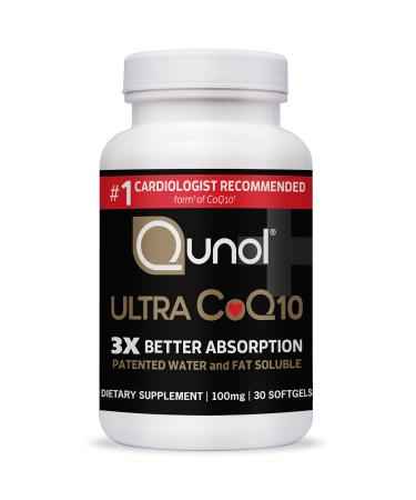 Qunol Ultra CoQ10 100mg, 3x Better Absorption, Patented Water and Fat Soluble Natural Supplement Form of Coenzyme Q10, Antioxidant for Heart Health, 30 Count Softgels 30 Count (Pack of 1)