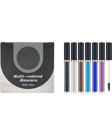 Charming Lasting Mascara 6-Piece Colorful Waterproof Mascara for Eyelashes Makeup Cosmetic with Black White Brown Light Blue Purple Blue Cargoti - Buy Online on GoSupps.com