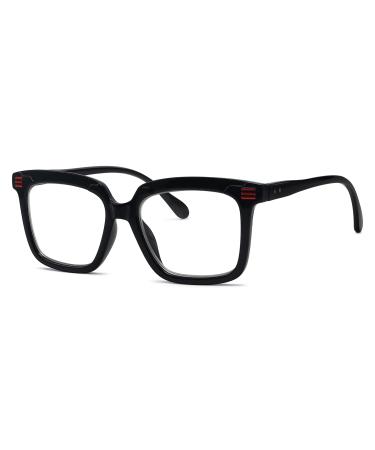 Eyekepper High Quality Reading Glasses - Oversized Rectangular Quality Reading Aid for Women - Black +1.75