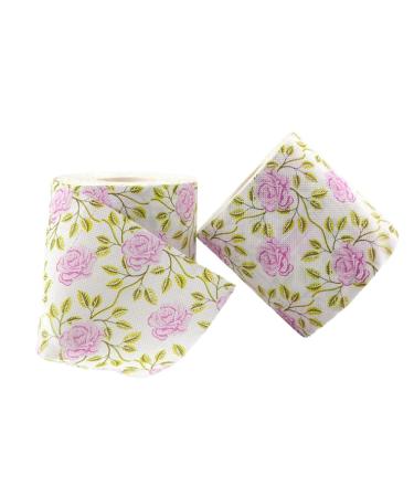 2 Rolls Floral Party Toilet Paper Novelty Flower Fake Money Toilet Paper Roll Wood Pulp Rose Toilet Paper for Home Office Restaurant Hotel Travel Decorative Toilet Paper