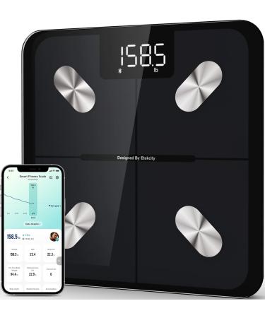 Etekcity Smart Scale for Body Weight and Fat, Digital Bathroom Scale Accurate to 0.05lb/0.02kg Weighing Machine for People's Muscle BMI, Bluetooth Electronic Body Composition Monitor, 400lb Advanced Black