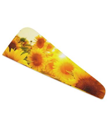Field of Sunflowers Microfiber Hair Towel Wrap for Women 10 Inch X 26 Inch Super Absorbent Hair Turban with Button