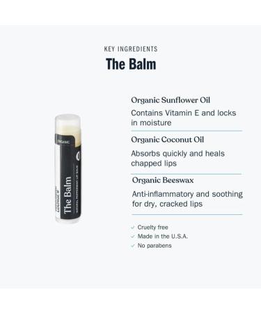 Grooming Lounge The Balm Lip Balm - Moisturizing Soothing Formula for Soft Lips - Peppermint Scent Paraben-Free Cruelty-Free 0.15 oz - Buy Online on GoSupps.com
