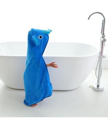 Cooky.D Premium Cotton Animal Face Hooded Baby Bath Towel 90x90cm (Blue Elephant) - Boys Girls 0-6 Years - Buy Online on GoSupps.com