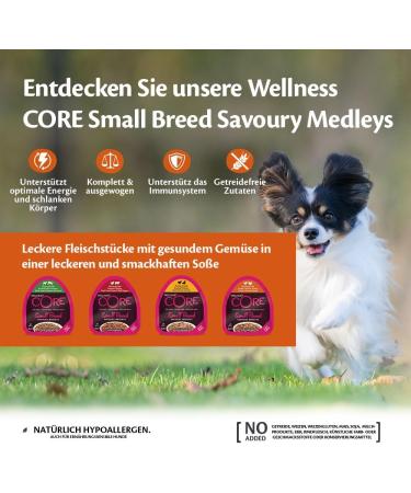 Wellness Core Small Breed Savoury Medleys - Grain Free Wet Dog Food with Chicken & Beef (12 x 85g) for High Meat Content Nutrition - Buy Online on GoSupps.com