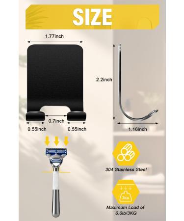 Caianwin 4PC Black Razor Shower Hooks - Self-Adhesive Stainless Steel Towel Holder No Drilling Bathroom & Kitchen Organizer - Buy Online on GoSupps.com