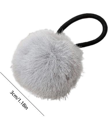 Hairband for Girls - Girls' Colorful Pompom Hair Ties Fashionable Hair Ties for Women And Girls Versatile Ponytail Holders for Dating Parties grey - Buy Online on GoSupps.com
