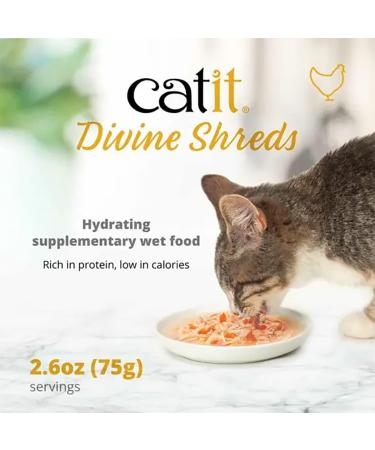 Catit Divine Shreds Wet Cat Food Toppers Chicken with Tuna & Carrot 75 g Pack of 18 Retail Units - Buy Online on GoSupps.com