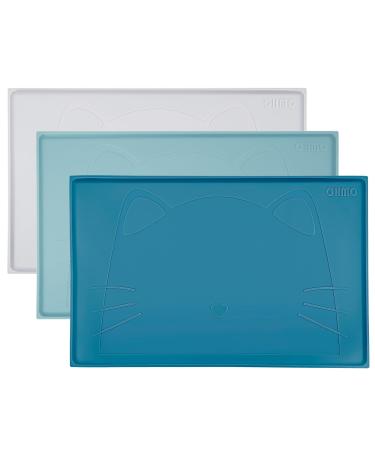 Ohmo bowl pad for small dogs and cats 48x30cm base for cat bar non -slip feed pad made of silicone waterproof 48x30cm blue -green