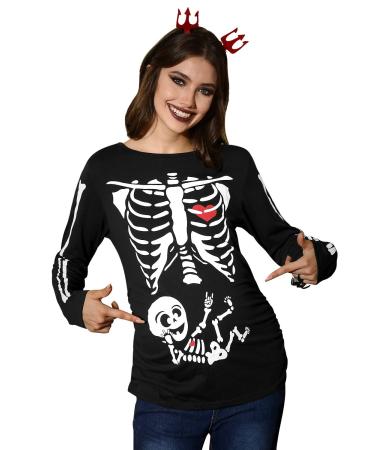 For G and PL Halloween Women's Pregnancy Top Long Sleeve Maternity Funny Costume S-XXL XL Skeleton Baby