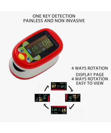 Finger Pulse Oximeter SPO2 Monitor for Kids - Portable Oxygen Sensor with 6 Modes and Auto Shutdown (Red) - Buy Online on GoSupps.com