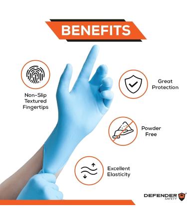 Defender Safety Nitrile Examination Gloves - Medical Grade, Chemo-rated, Powder Free, Blue - Large Box (100 Gloves) - Buy Online on GoSupps.com