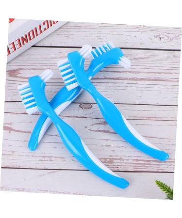 Buy Homsfou 3ST Two-Color Prosthesis Brush - Gentle Hygiene Cleaner for Dentures | Dental Floss Cleaning Brush for Kids - 1 Piece (Blue) - Buy Online on GoSupps.com