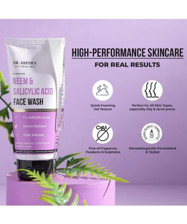 Dr. Sheth Neem & Salicylic Acid Face Wash | Anti-Acne & Oil Control Cleanser | 1% Salicylic Acid | Unisex | 100 mL - Shop Internationally - Buy Online on GoSupps.com