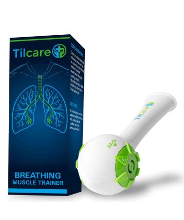 Inspiratory Expiratory Muscle Trainer by Tilcare - Perfect Breathing Exercise Device for Developing Strong Lungs - Lung Expander Exerciser That is a Great Drug-Free Therapy for COPD, CHF, or Dysphagia