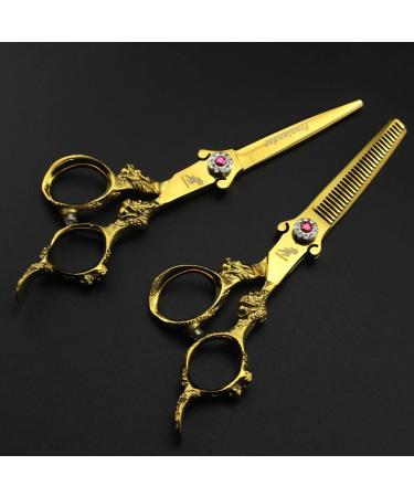 Hair Cutting Scissors Shears 6 Inch All Golden Dragon Hairdressing Barber Scissors Professional Barbershop Scissor Haircut Salon Cutting Shears Set Thinning (Color : 6.0 2PCS Set) - Buy Online on GoSupps.com