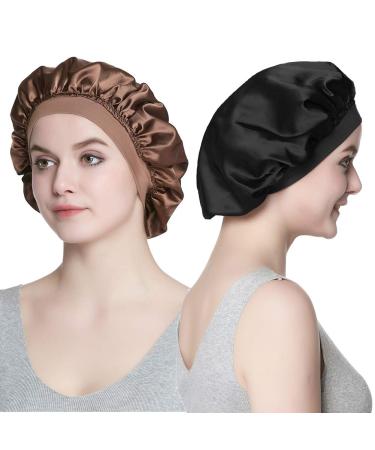 Premium Wide Band Seep Cap for African Hair Women Headwear Black and Brown