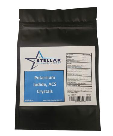 Potassium Iodide USP/ACS Crystals  1/2 Kg (500 Grams)   Stellar Chemical Corp   Fine Crystal Powder