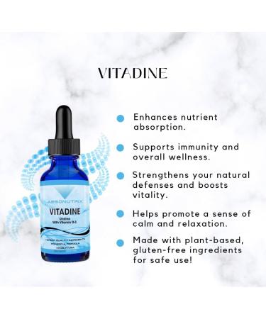 Absonutrix Vitadine 343 mg 4 FL OZ Liquid 302 Servings Made in USA Plant-Based Ingredients Echinacea Extract Vitamin D3 Gluten-Free - Buy Online on GoSupps.com