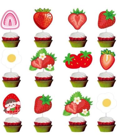 Nenluny Strawberry Happy Birthday Banner Strawberry Cake Toppers Strawberry Balloons Cupcake Toppers for Berry Sweet Birthday Party Decorations - Buy Online on GoSupps.com