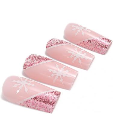 Vatocu Christmas Short Red Press on False Nails - Snowflake & Snowman Design (24pcs) - Buy Online on GoSupps.com