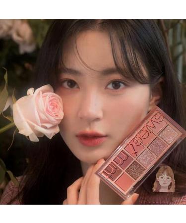 Matte Nude Shimmer Eye Makeup Palette - 10 Colors with Double Head Eyeshadow Brush | High Pigmented & Ultra-Blendable | Long Lasting Neutral Eye Palette - Rosebud Garden - Buy Online on GoSupps.com