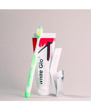 White Glo Professional Choice Toothpaste & Toothbrush Set - Extra Strength 100 ml + Sanitral 50 Dental Floss Sticks | International Shipping Available - Buy Online on GoSupps.com