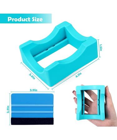 BABORUI Non-Slip Silicone Cup Cradle with Felt Edge Squeegee - Blue Tumbler Holder for Glass Cups, Bottles, Mugs - Ideal for Vinyl Application & Crafting - Buy Online on GoSupps.com