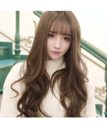 Shop Realistic Long Curly Wig with Bangs - Dark Brown Big Wave Hairstyle for Women | International Shipping Available - Buy Online on GoSupps.com