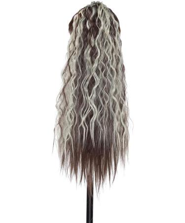 18 Inch Long Curly Ponytail Extension Corn Wavy Drawstring Ponytail Hair Extensions Hair Pieces for Women Sandy blonde & bleach blonde - Buy Online on GoSupps.com