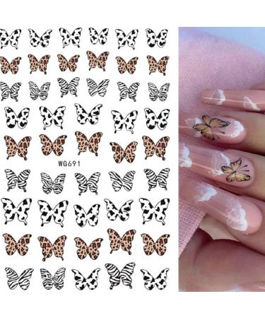 Women Stylish DIY 3D Slider Nail Art Decoration Manicure Tool Cow Butterfly-shape Pattern Nail Sticker(01) Style1 - Buy Online on GoSupps.com