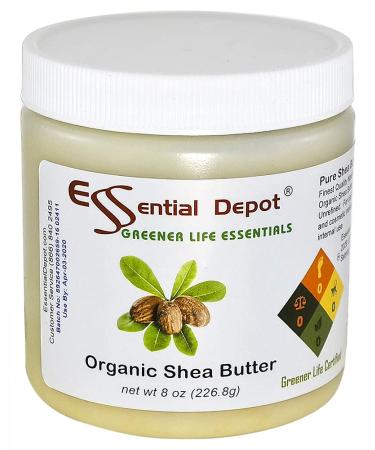 Essential Depot Shea Butter - Grade A - 8 oz - Organic - Unrefined - In Resealable Safety Sealed HDPE Jar