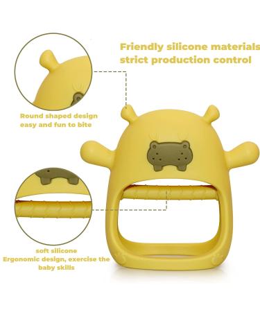 Buy Hippo Never Drop Silicone Baby Teething Toys | Suction Hand Pacifier & Chewing Toy for Infants 0-12 Months | Perfect Car Seat Toy for Newborns (Yellow) - Buy Online on GoSupps.com