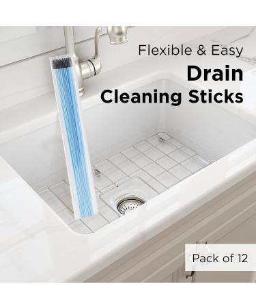 PGI Traders Flexible Drain Cleaning Sticks - Effective in Sinks, Tubs, Showers - Removes Clogs and Hair - Long Handle - Disposable - 12 Pack - Buy Online on GoSupps.com