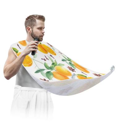 Orange Beard Bib Apron Beard Bib Hair Catcher for Men Shaving and Trimming Non-Stick Waterproof Beard Cape Grooming Cloth with 2 Suction Cups Gifts for Men