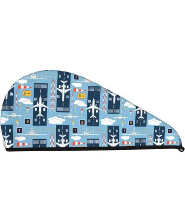 Airplanes & Aviation Signs Microfiber Hair Towel Super Absorbent Coral Velvet Wrap for Long Curly Thick Hair - Buy Online on GoSupps.com