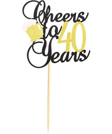 Arthsdite Cheers to 40 Years Cake Topper with Beer 40th Birthday Cake Picks Forty Years Old Birthday Party Decorations Supplies- Black Gold Glitter Black Gold 40 - Buy Online on GoSupps.com