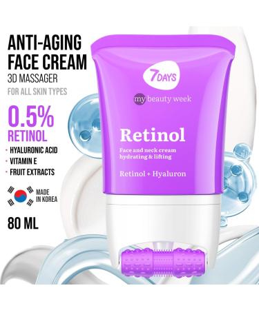  7Days 7Days Moisturizing Face Cream with Retinol & Hyaluronic Acid | Firming Face & Neck Cream | Roller Masker Anti Swelling for Skin | Skincare Koreana 80ml - Buy Online on GoSupps.com