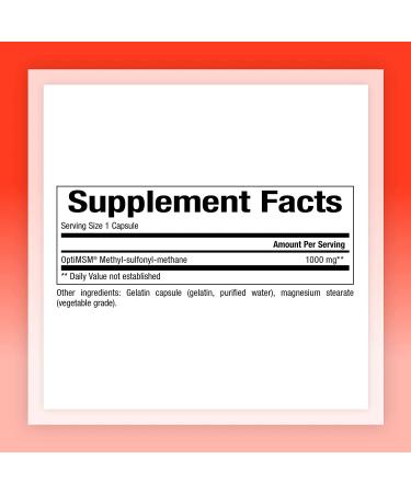 Natural Factors MSM Methyl-Sulfonyl-Methane 1000 mg - 180 Capsules | Joint Support & Anti-Inflammatory - Buy Online on GoSupps.com