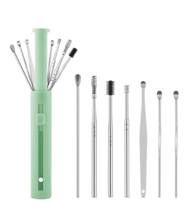 GUANLI 7pcs/Set Ear Wax Pickers Steel Earpick Wax Remover Ear Clean Spoon Piercing Earwax Curette Toolear Kit Care Cleaner