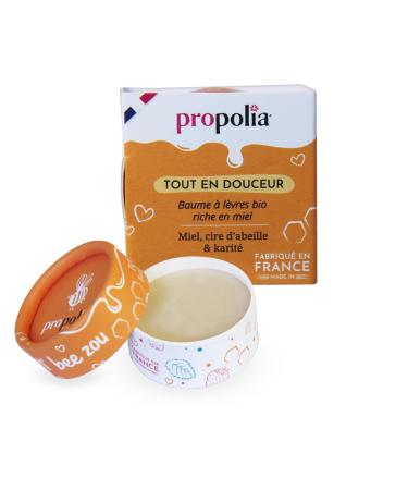 PROPOLIA - Honey Lip Balm - Repairs and nourishes dry and damaged lips - Honey, Beeswax and Shea - 100% natural - Made in France - 6 g jar