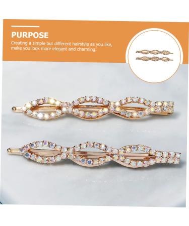 DOITOOL 1 Pair Ab Diamond Bangs Hairpin Bling Diamond Bobby Hair Barrettes for Thick Hair Geometric Rhinestone Bobby Hair Rhinestones Hair Crystals Manual Alloy Girl Clip - Buy Online on GoSupps.com